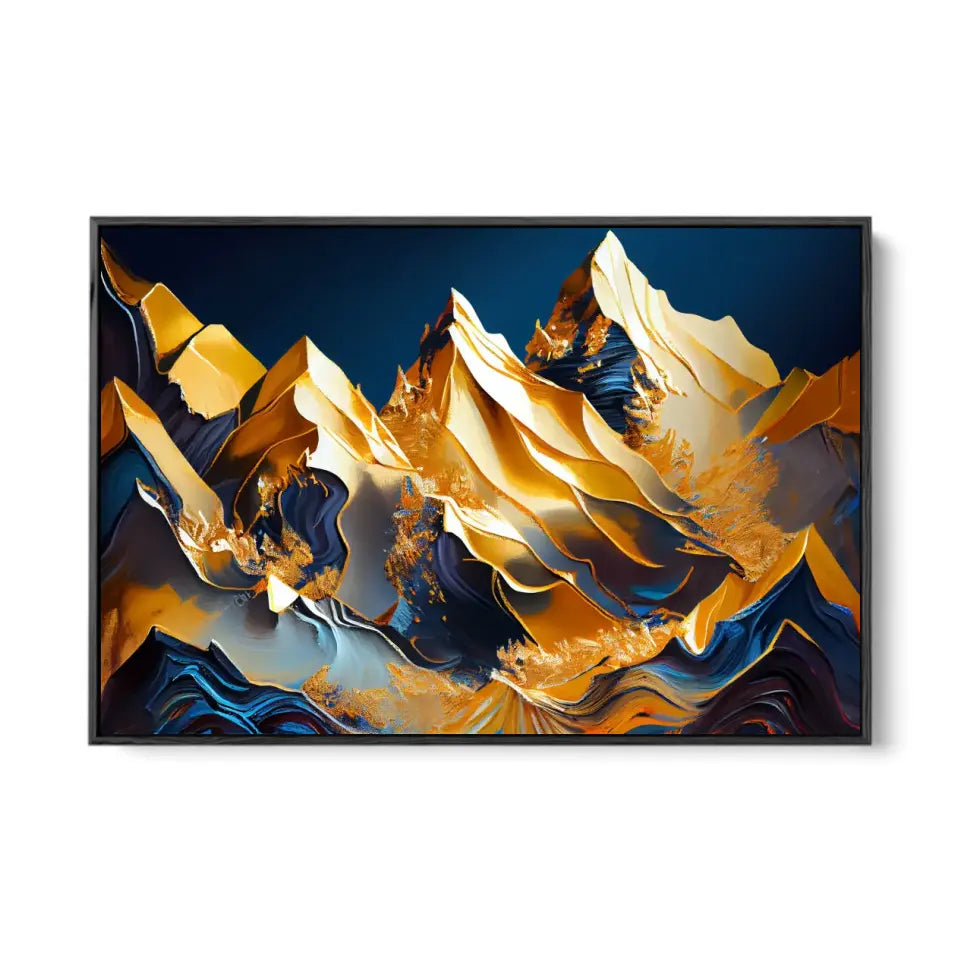 Majestic mountain in gold and blue