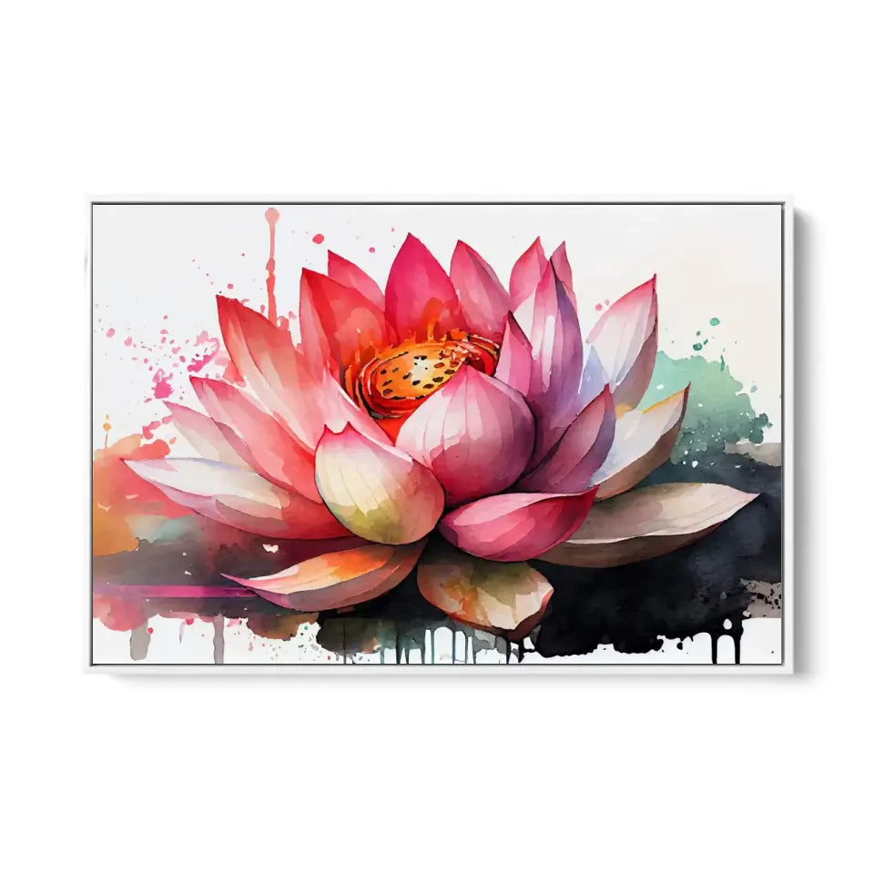 Watercolor painting lotus bloom in pond III