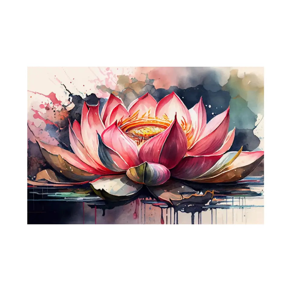 Watercolor painting lotus bloom in pond II