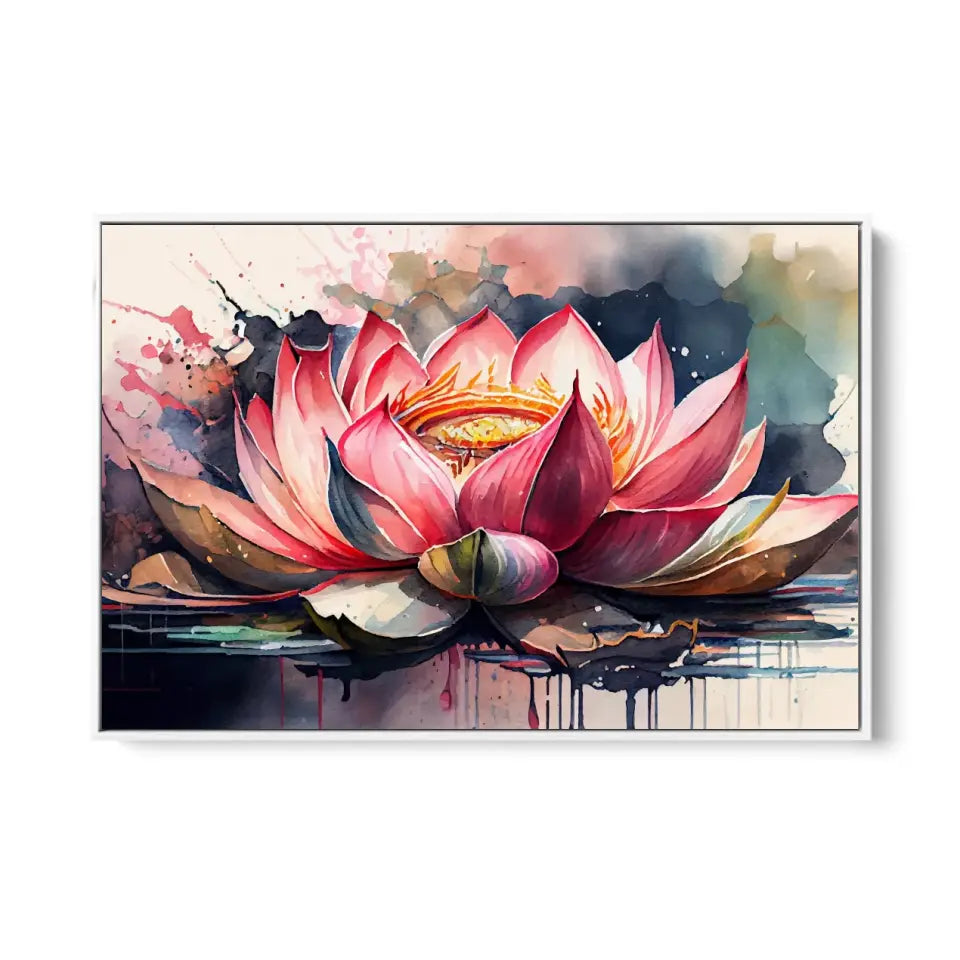 Watercolor painting lotus bloom in pond II