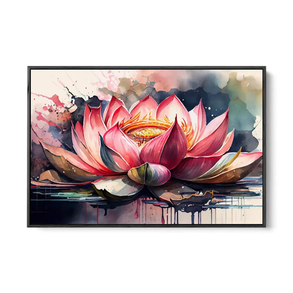 Watercolor painting lotus bloom in pond II