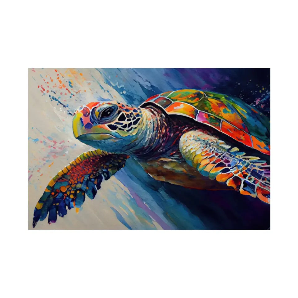 Oil painting of a sea turtle III