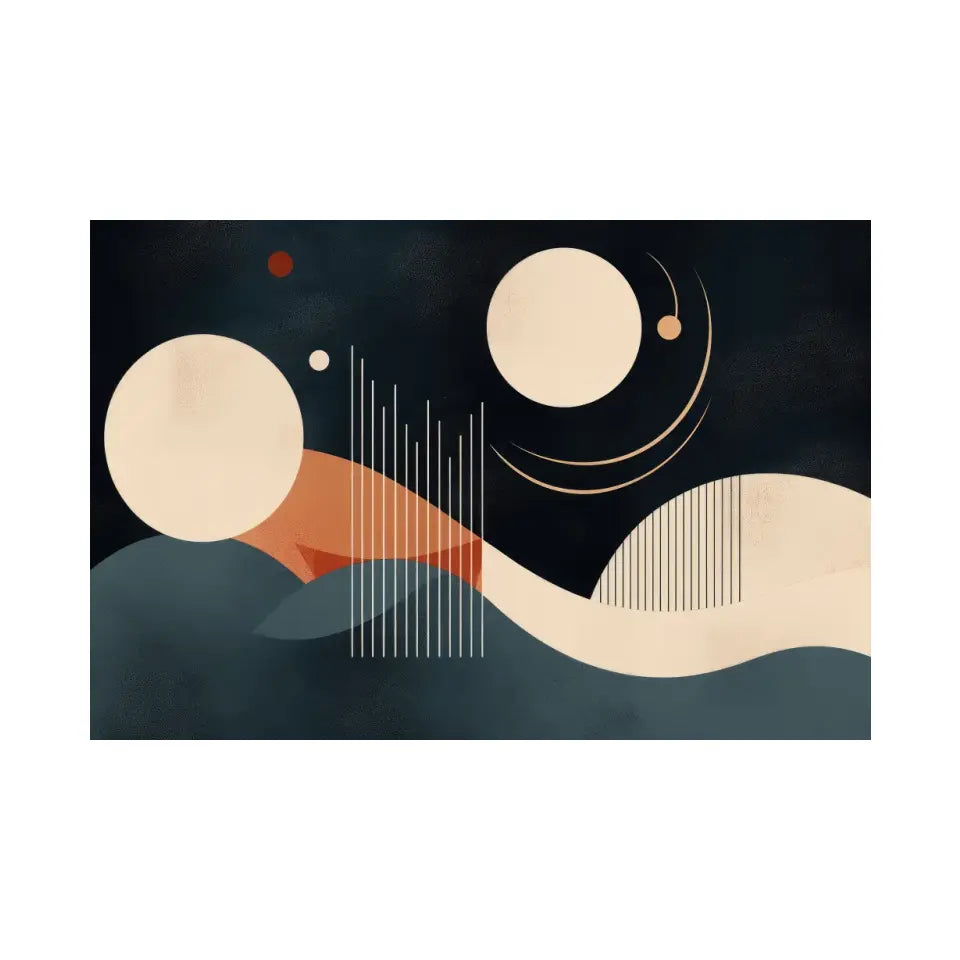 Minimalistic Wavy lines with circles based in abstract shapes II