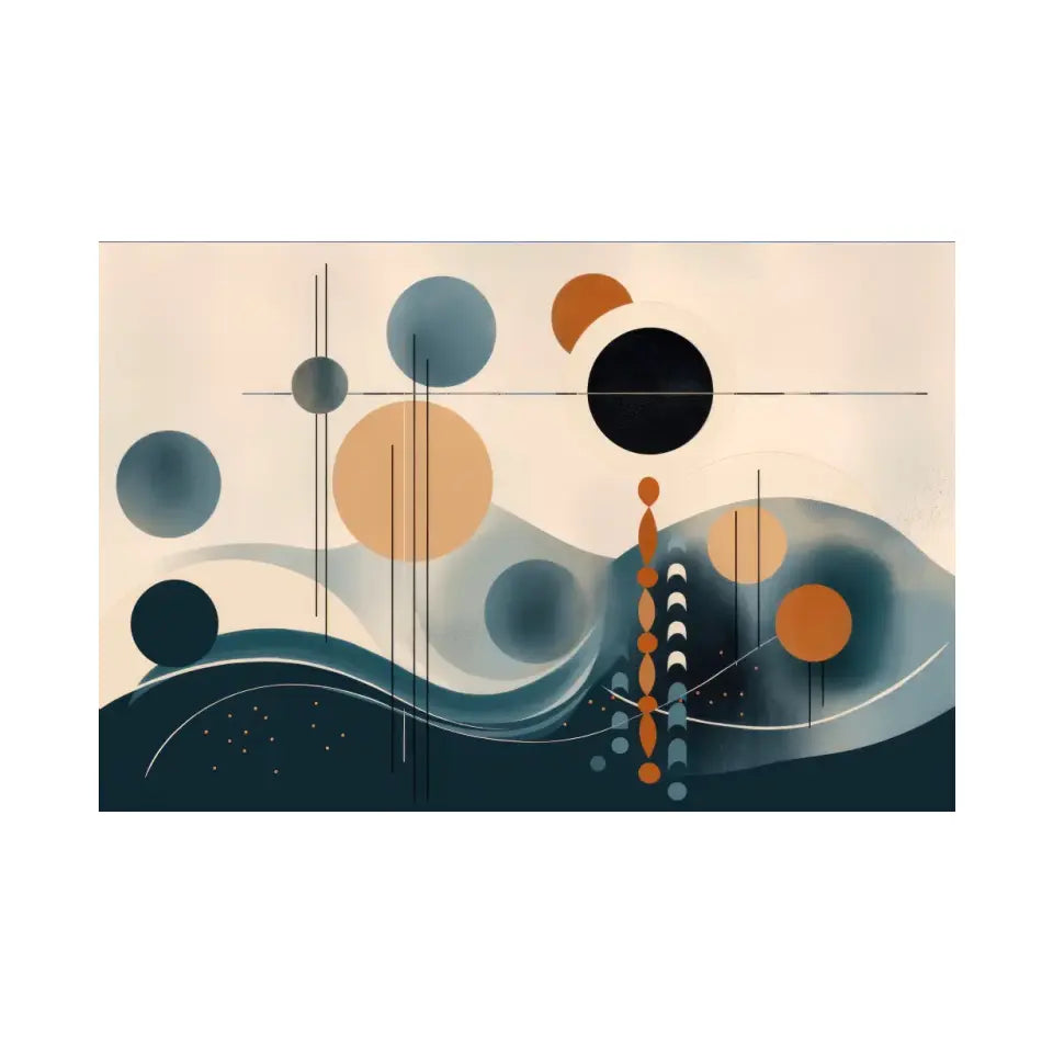 Minimalistic Wavy lines with circles based in abstract shapes I