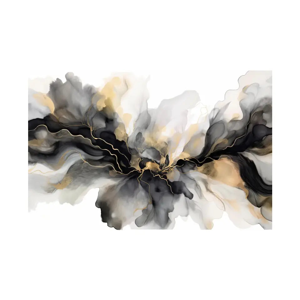 Luxury abstract fluid art in black, gray and gold