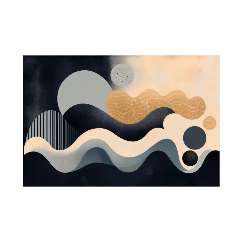 Minimalistic Wavy lines with circles based in abstract shapes V