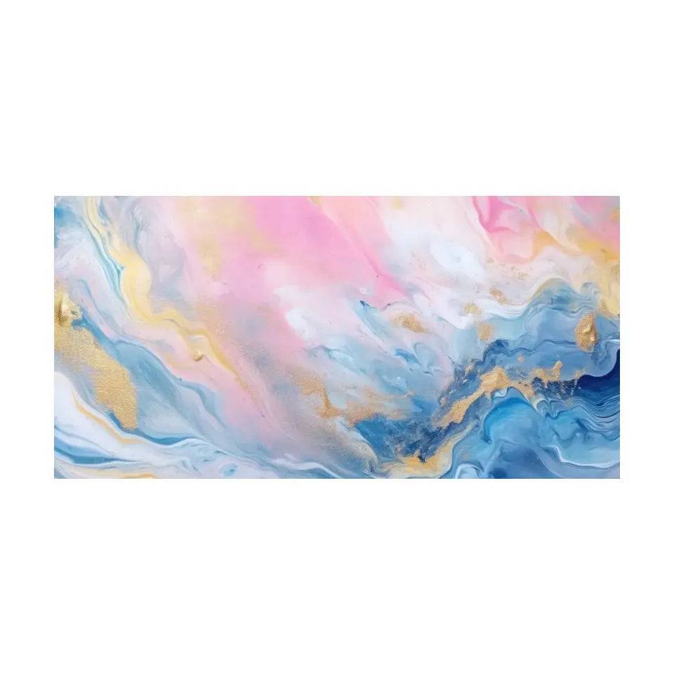 Abstract watercolor painting in pink blue and gold II