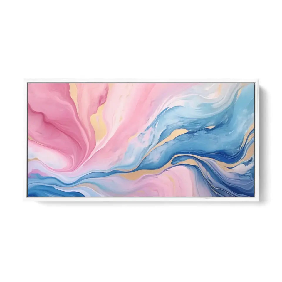 Abstract watercolor painting in pink blue and gold I