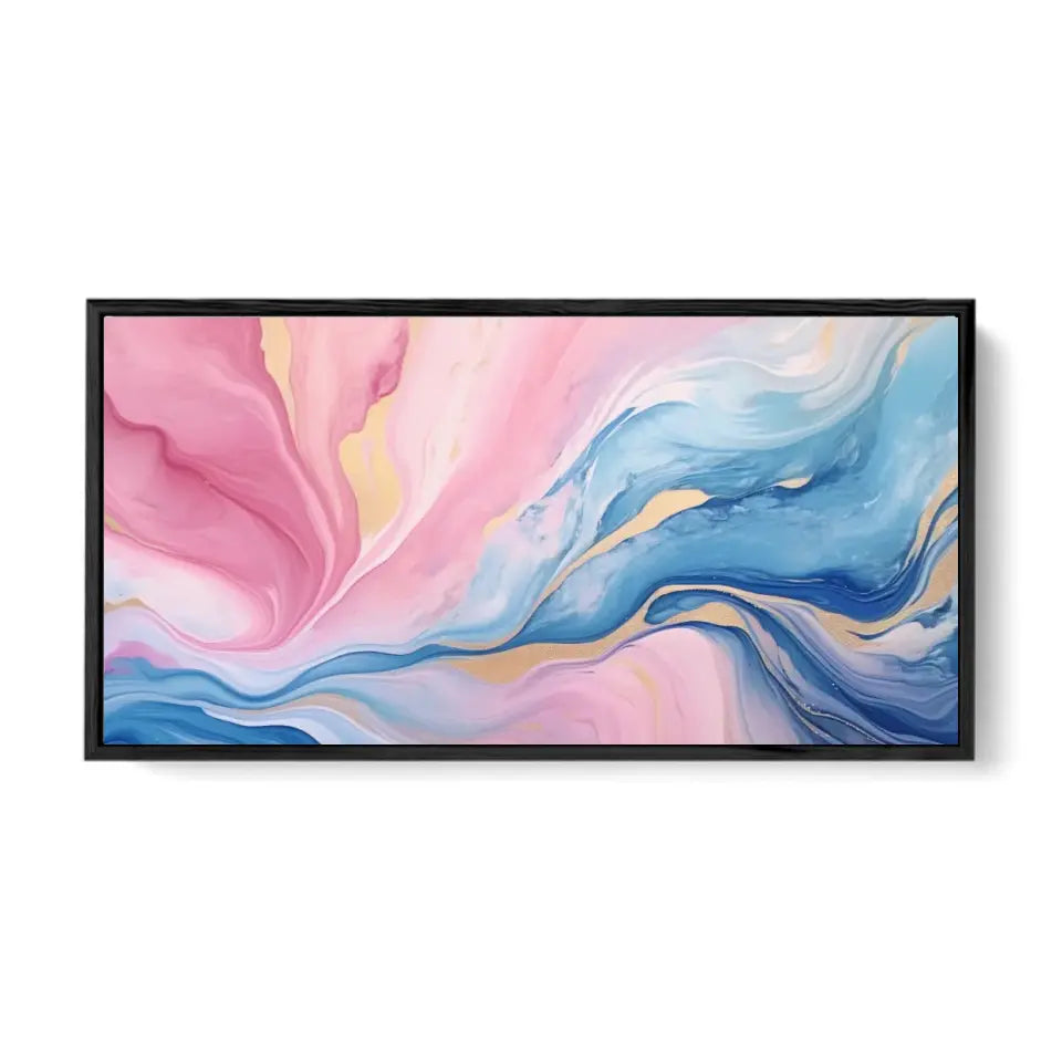 Abstract watercolor painting in pink blue and gold I