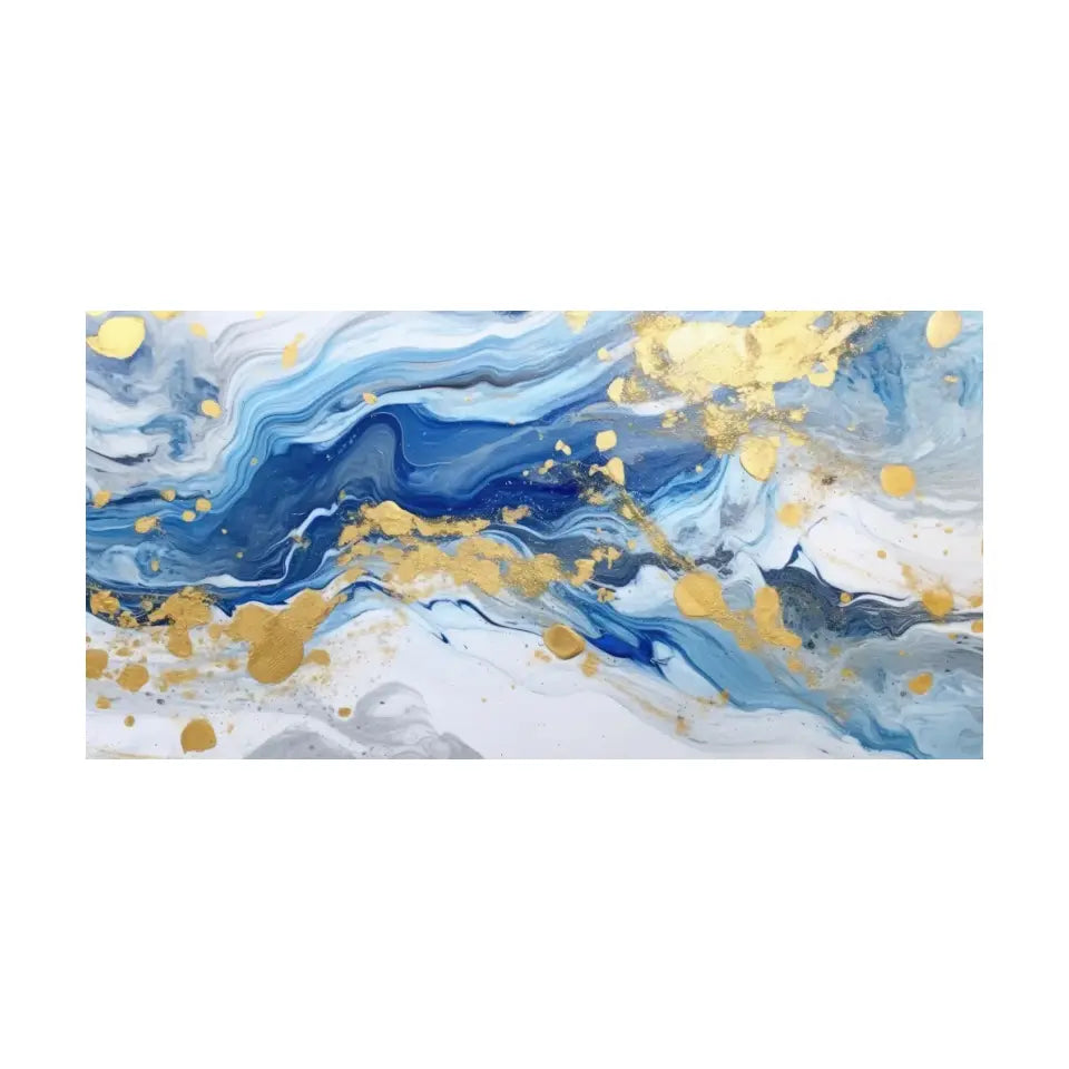 Abstract marbled blue ink painting II