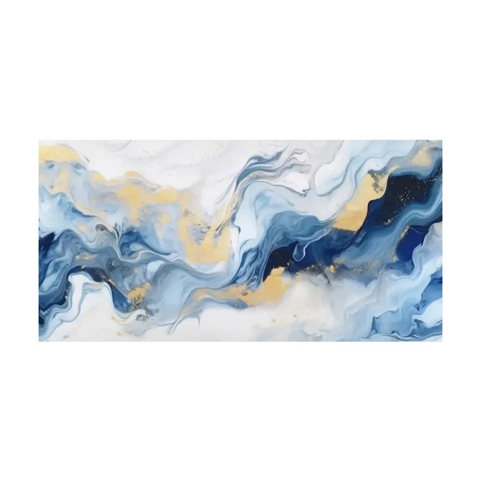 Abstract marbled blue ink painting I