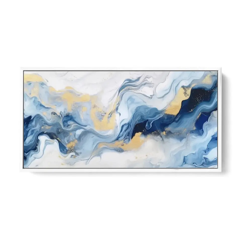 Abstract marbled blue ink painting I