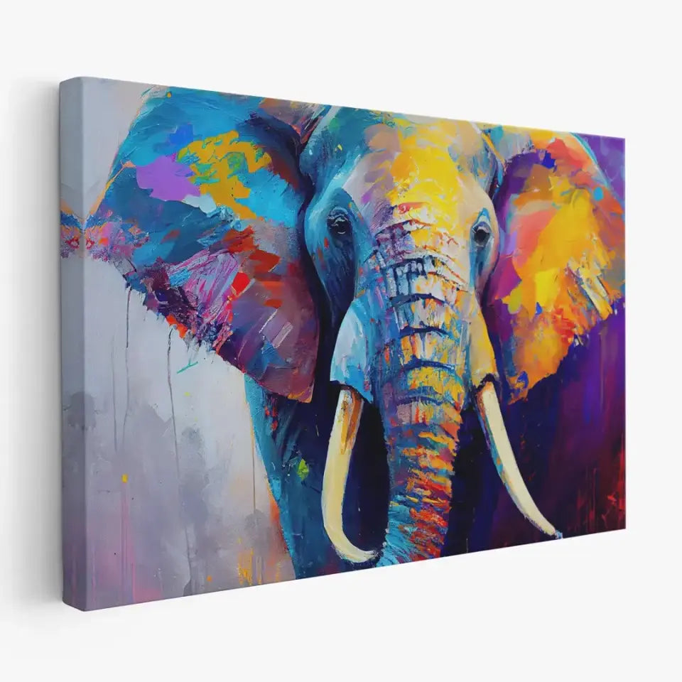 Colorful painted elephant oil painting canvas