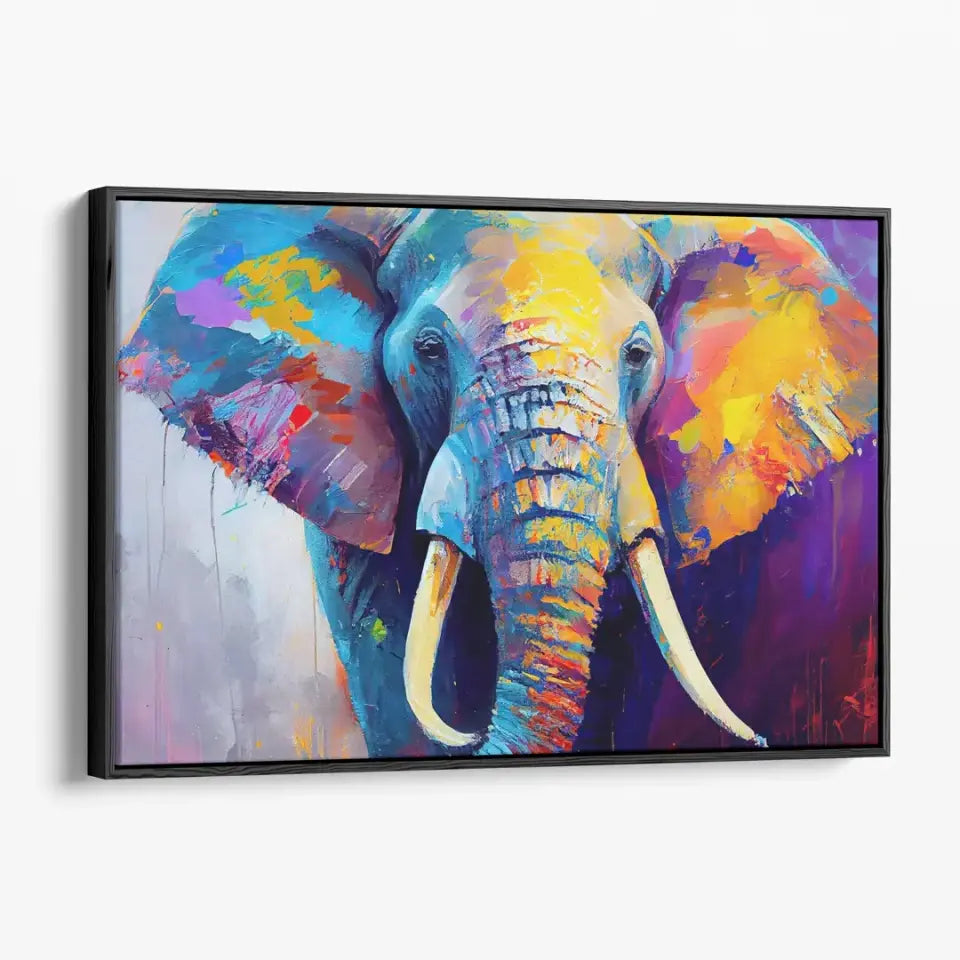 Colorful painted elephant oil painting canvas