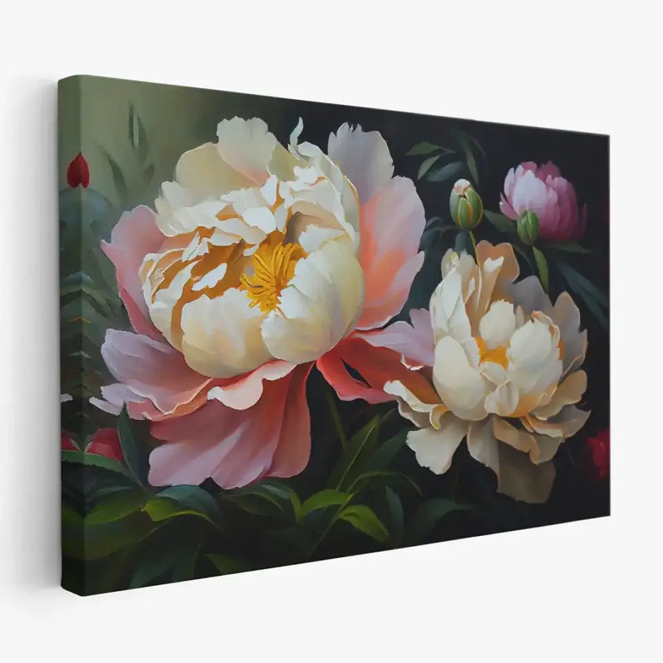 Peony flowers oil painting canvas