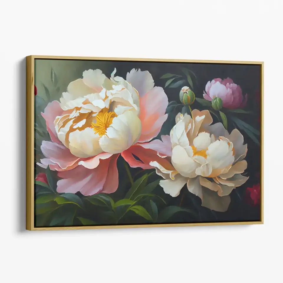 Peony flowers oil painting canvas