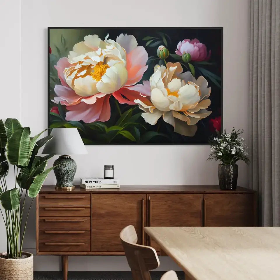 Peony flowers oil painting canvas