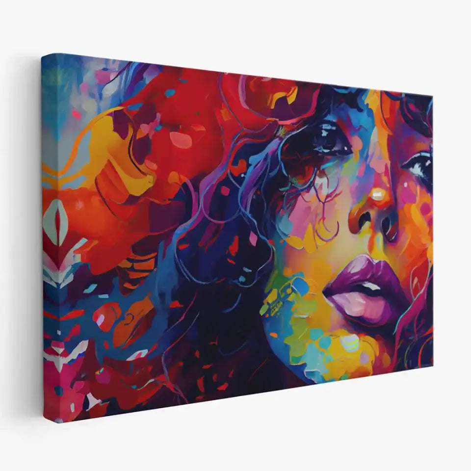 Conceptual abstract oil painting of a beautiful girl