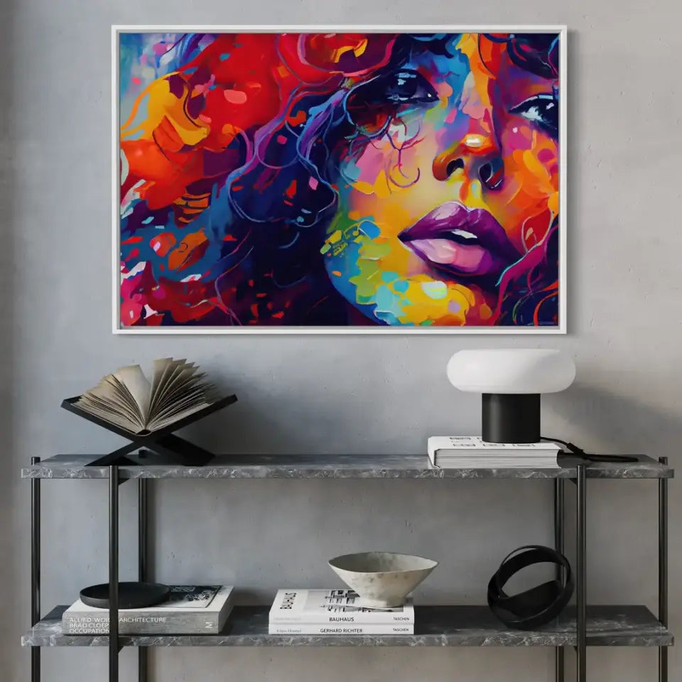 Conceptual abstract oil painting of a beautiful girl