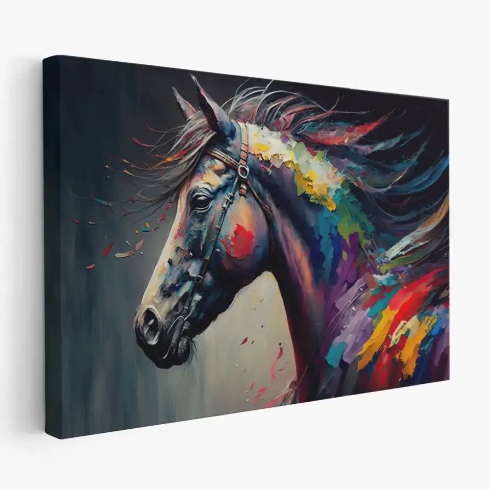 Golden Stallion, Abstract Oil Painting with Expressive Brushstrokes