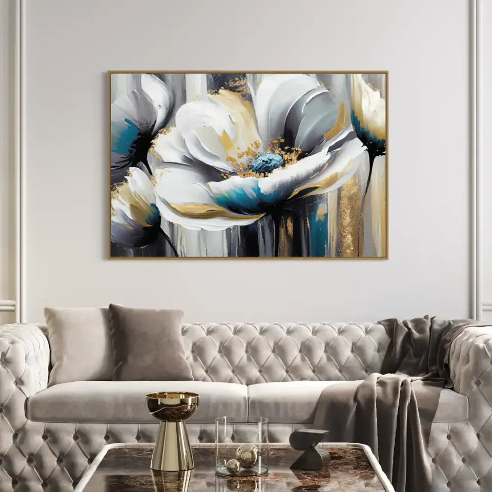 Abstract Oil Painting of Flowers in Modern Art Style