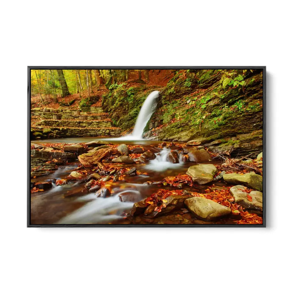 Autumn mountain waterfall stream