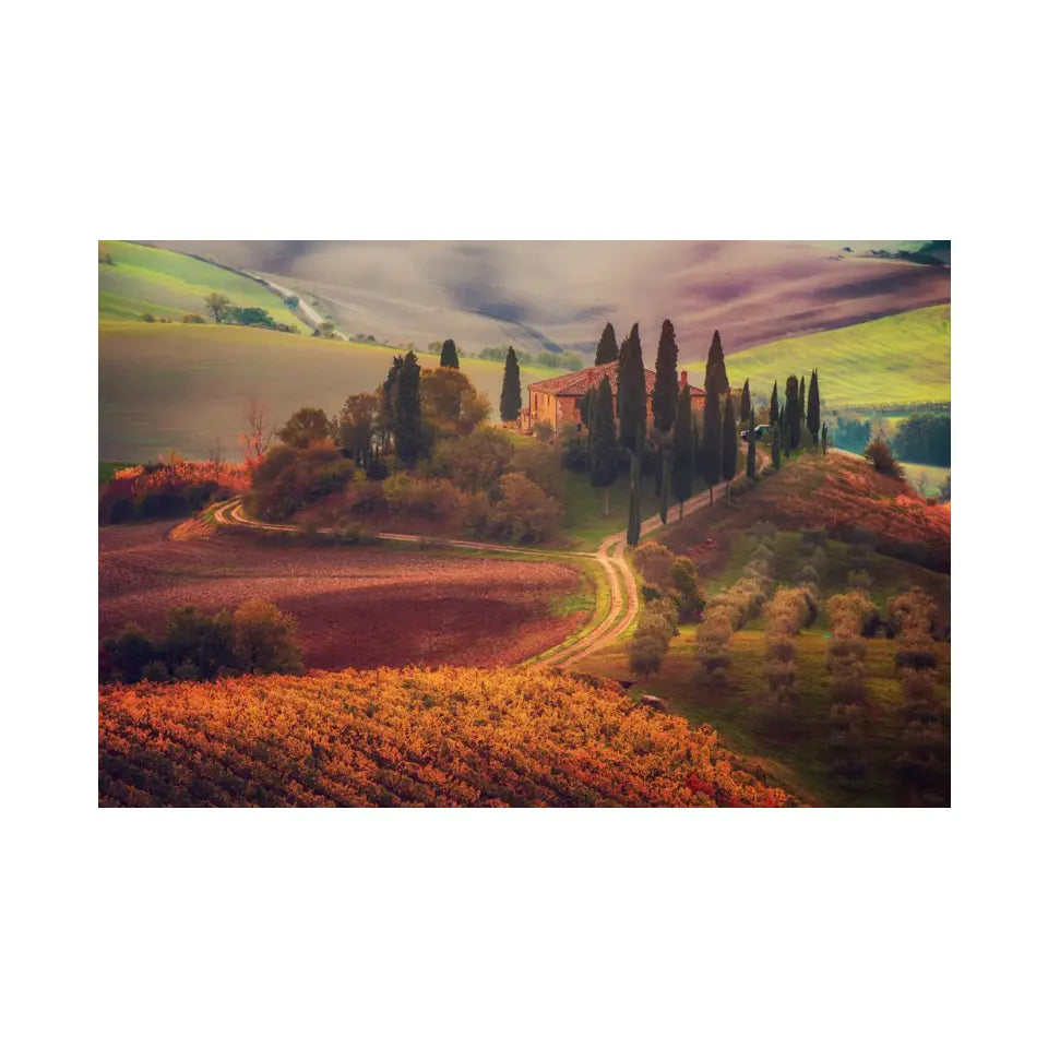 Beautiful golden sunrise in Tuscany