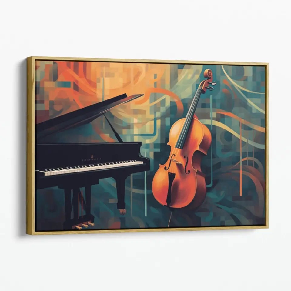 Retro style cello and grand piano