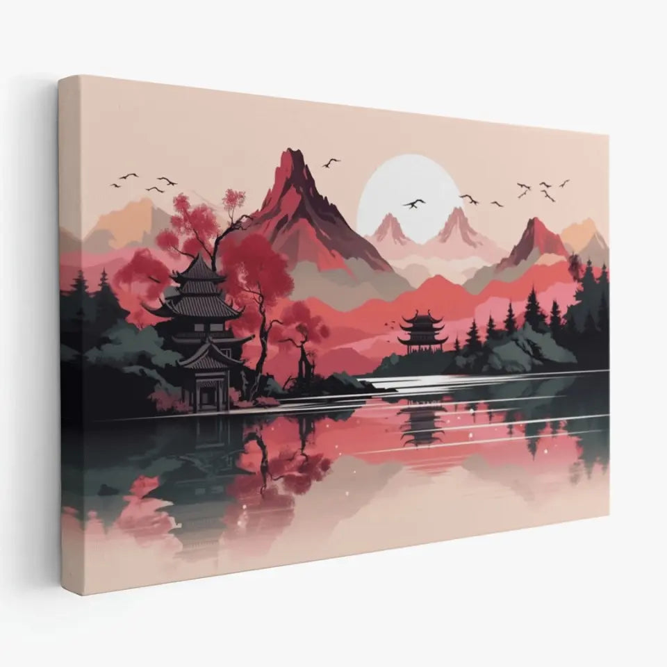 Japanese Mountain and Lake Landscape