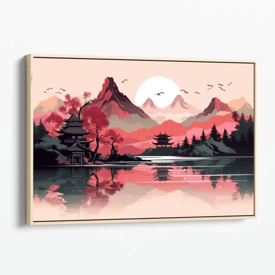 Japanese Mountain and Lake Landscape