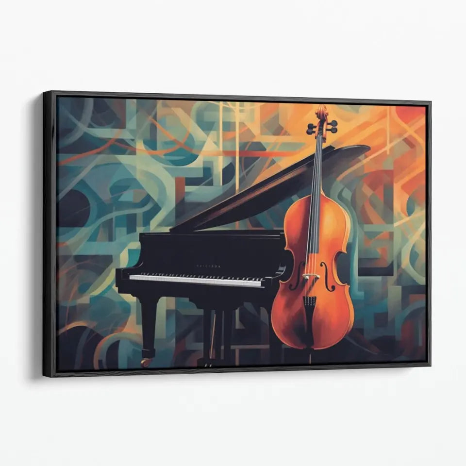 Cello and grand piano in geometrical shapes