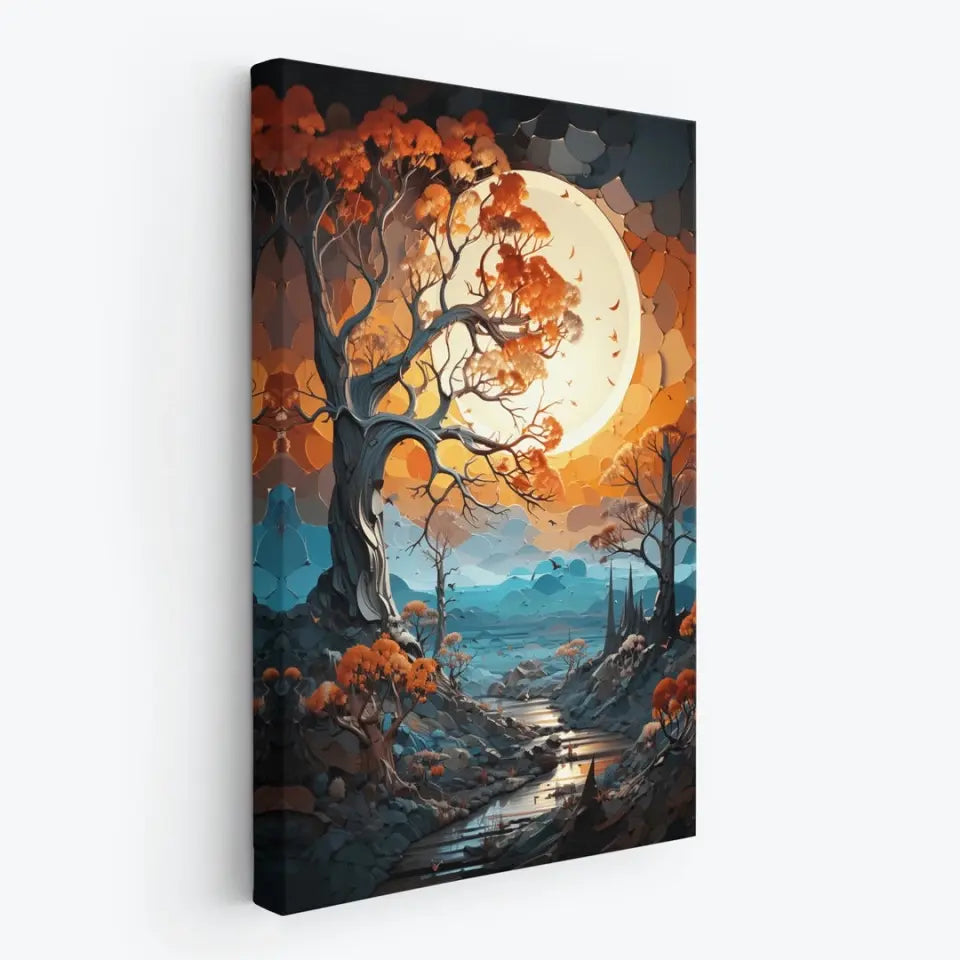 Multicolor autumn tree painting