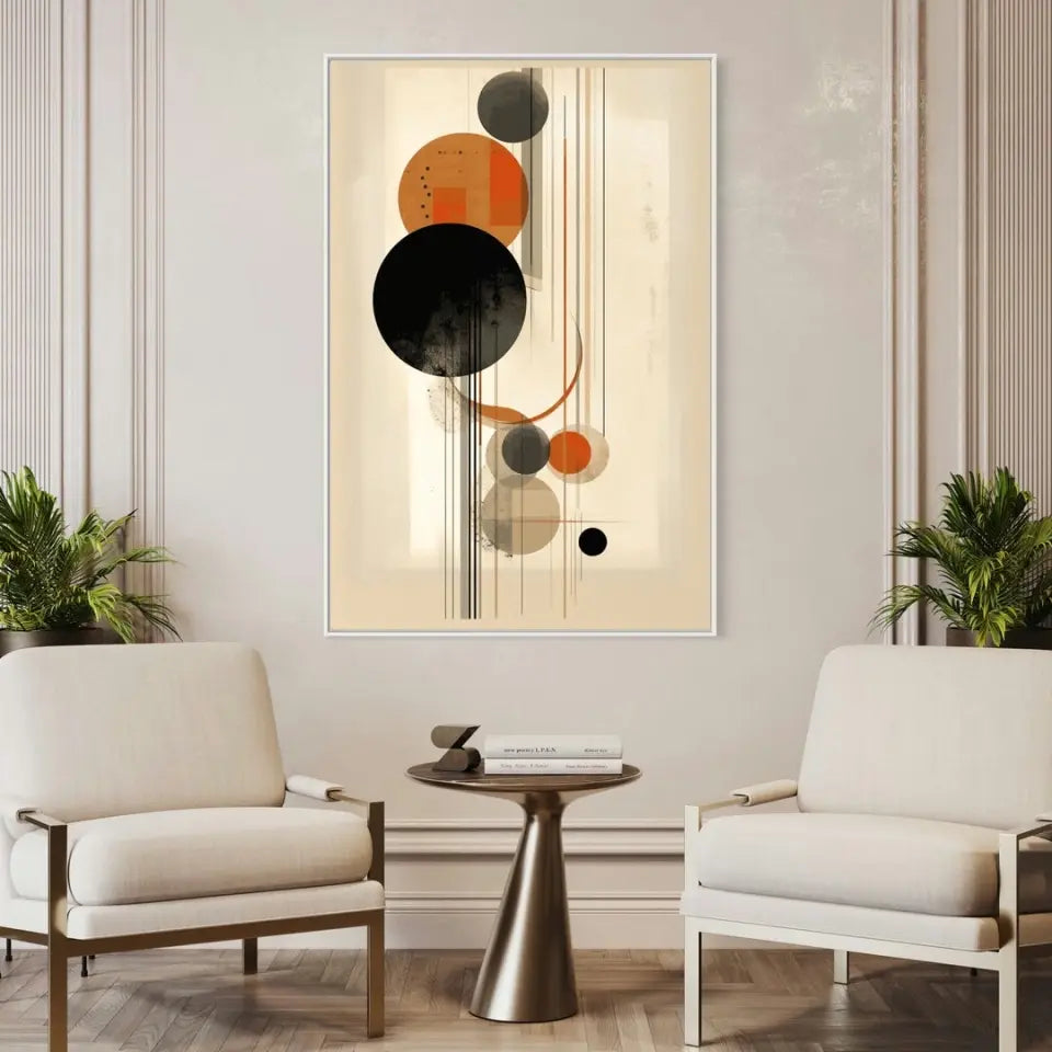 Modern Design Soft Lines and Orange Circles in Muted I