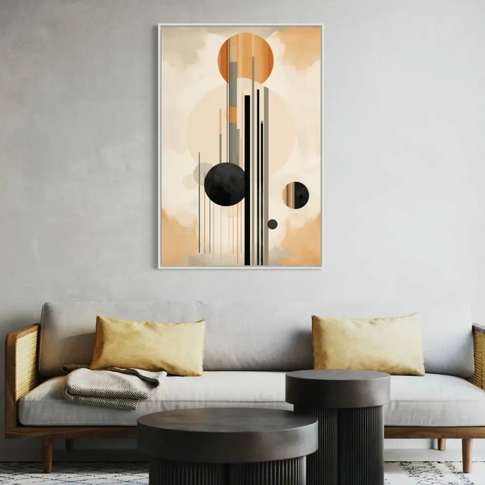 Modern Design Soft Lines and Orange Circles in Muted III