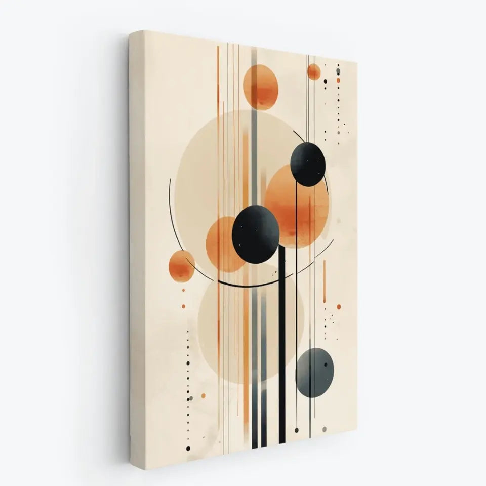 Modern Design Soft Lines and Orange Circles in Muted IV