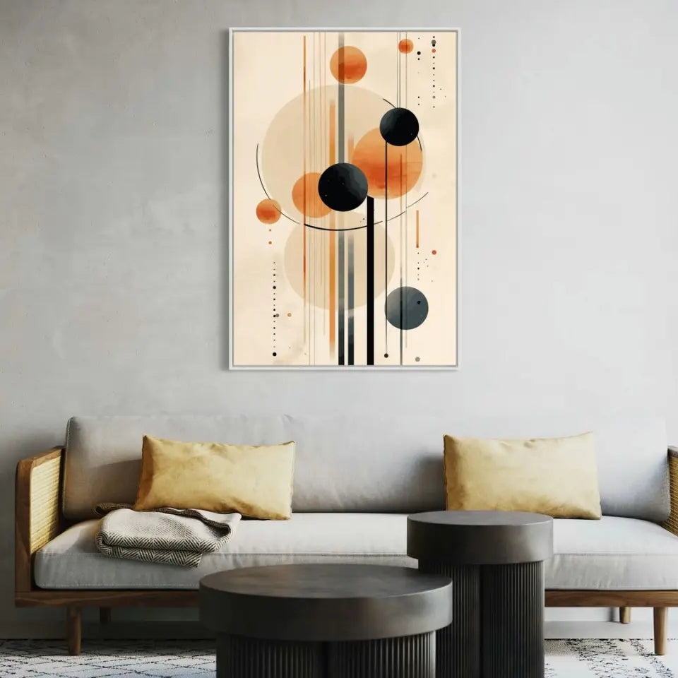 Modern Design Soft Lines and Orange Circles in Muted IV