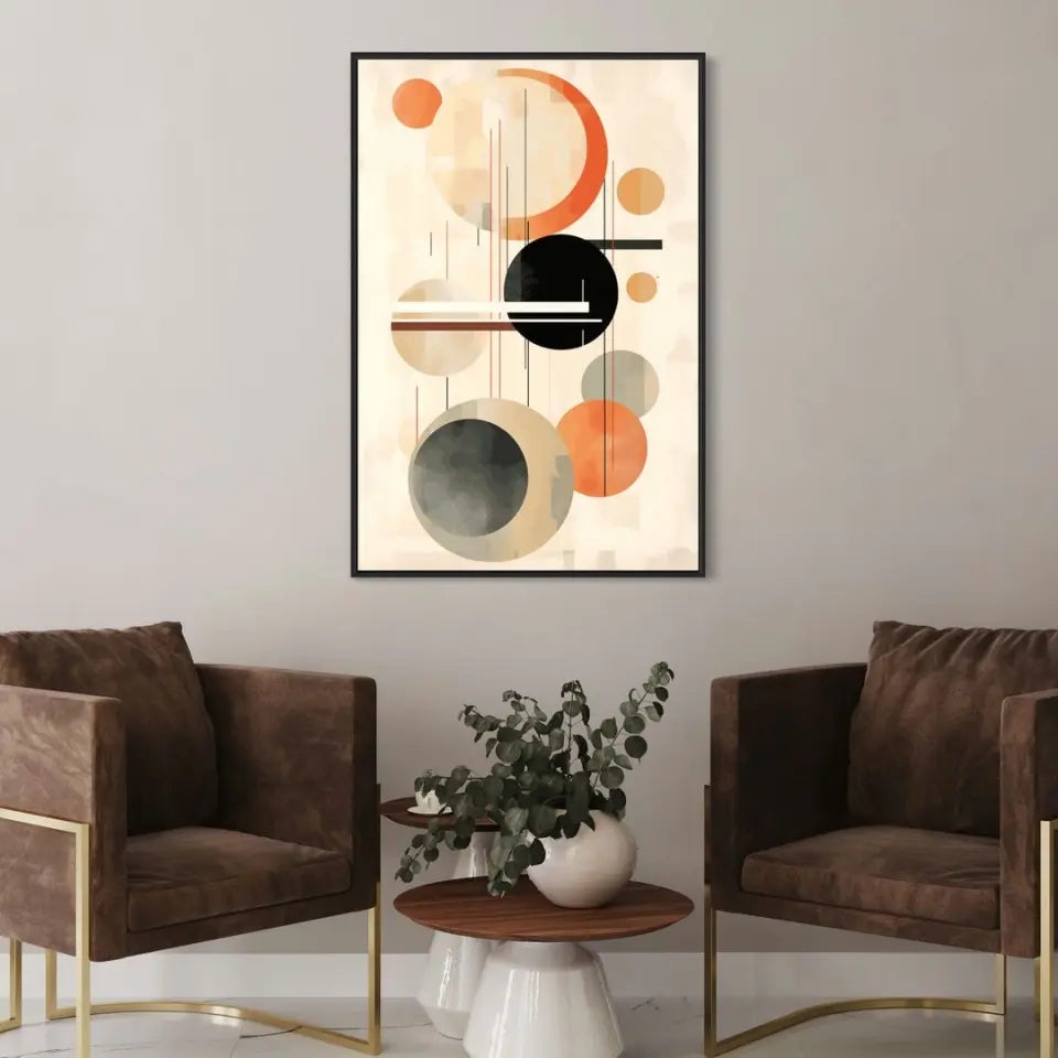 Modern Design Soft Lines and Orange Circles in Muted V