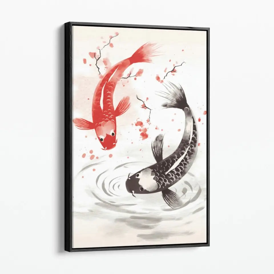 Fishes in traditional japanese sumi-e style