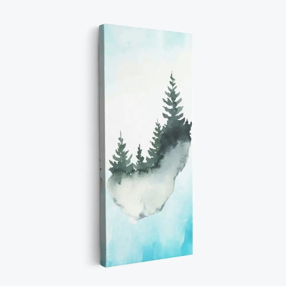 Mountain and Forest, Blue Background