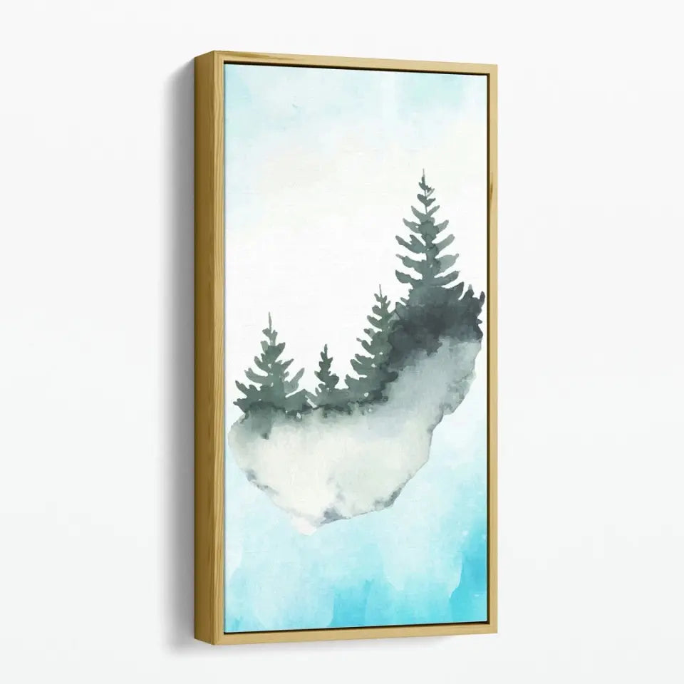 Mountain and Forest, Blue Background