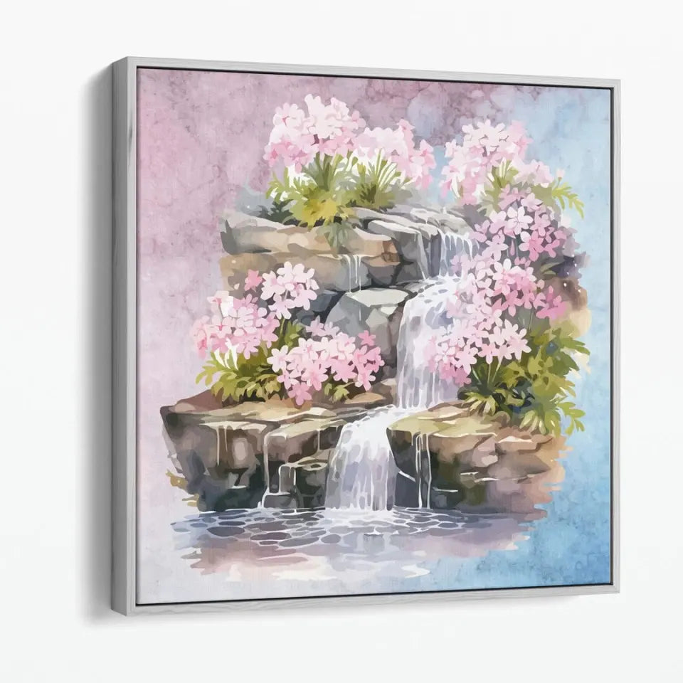 Colorful waterfall with flowers