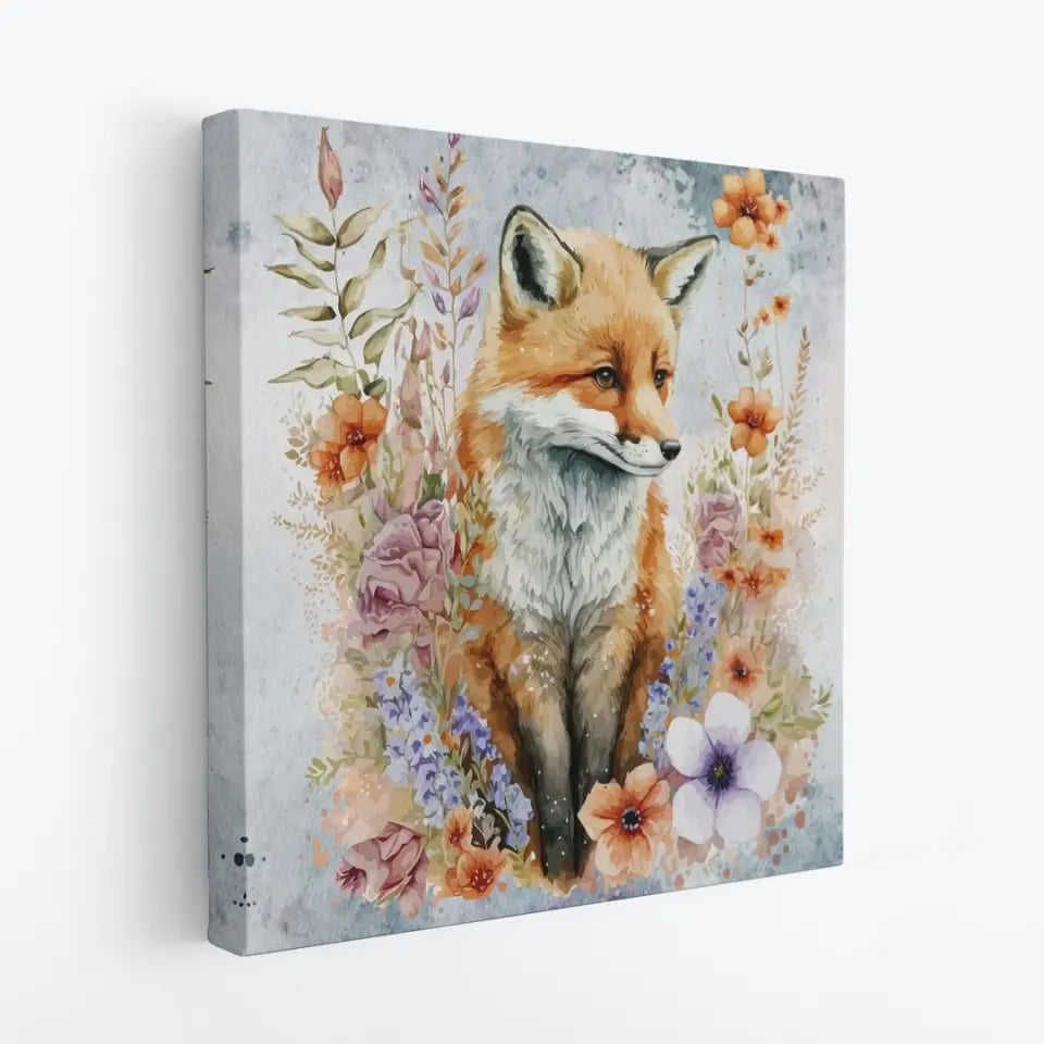 Fox hidden in flowers