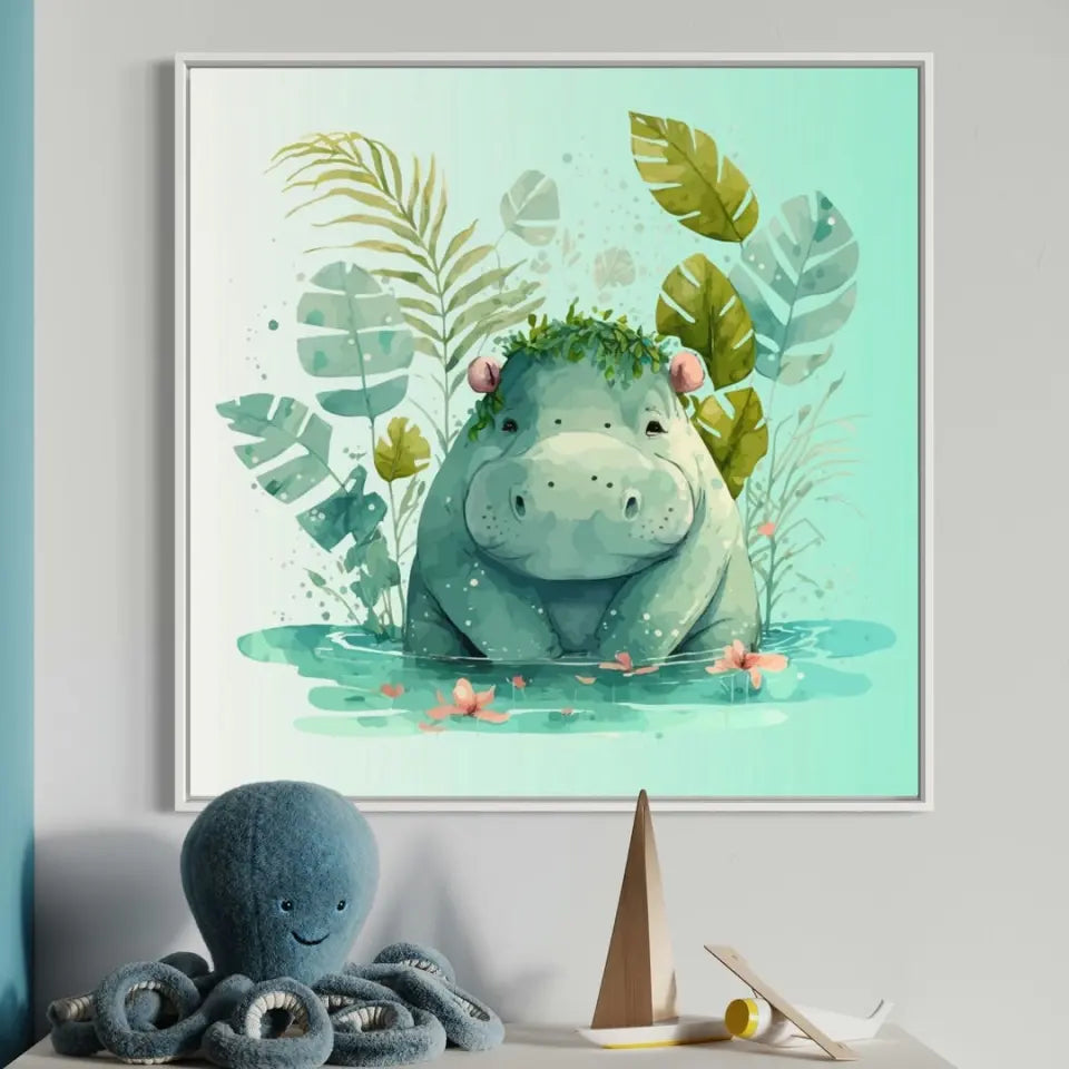 Shy hippo in the pond