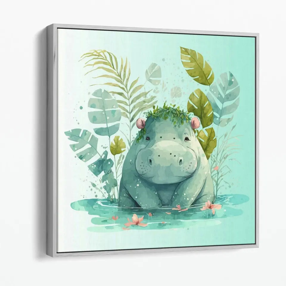 Shy hippo in the pond