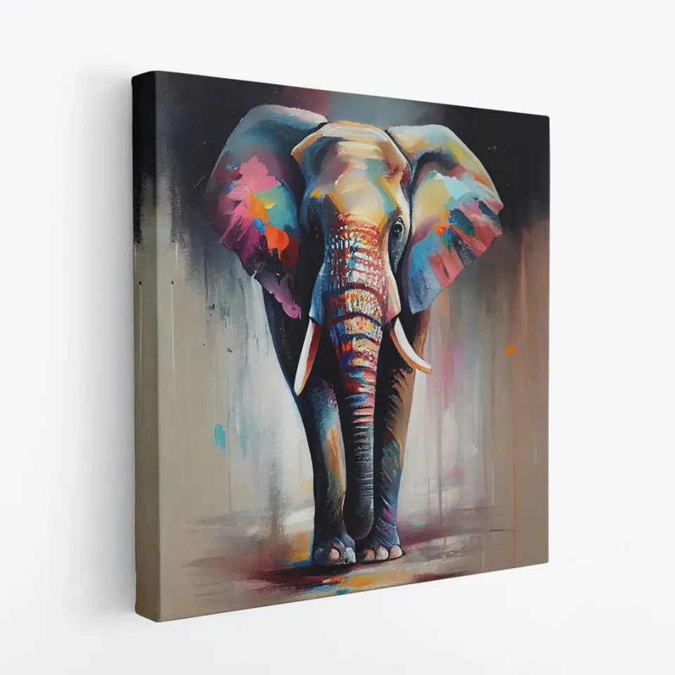 Abstract Multicolored Elephant-A vibrant oil painting