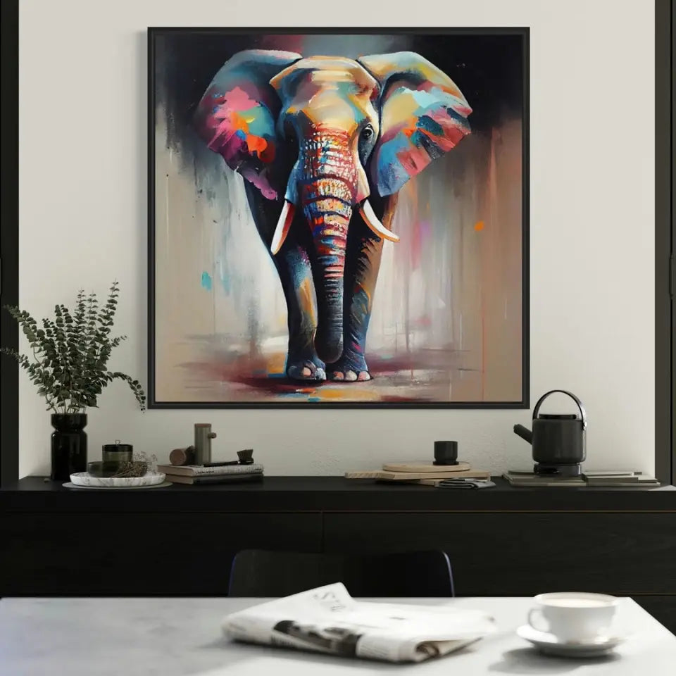 Abstract Multicolored Elephant-A vibrant oil painting