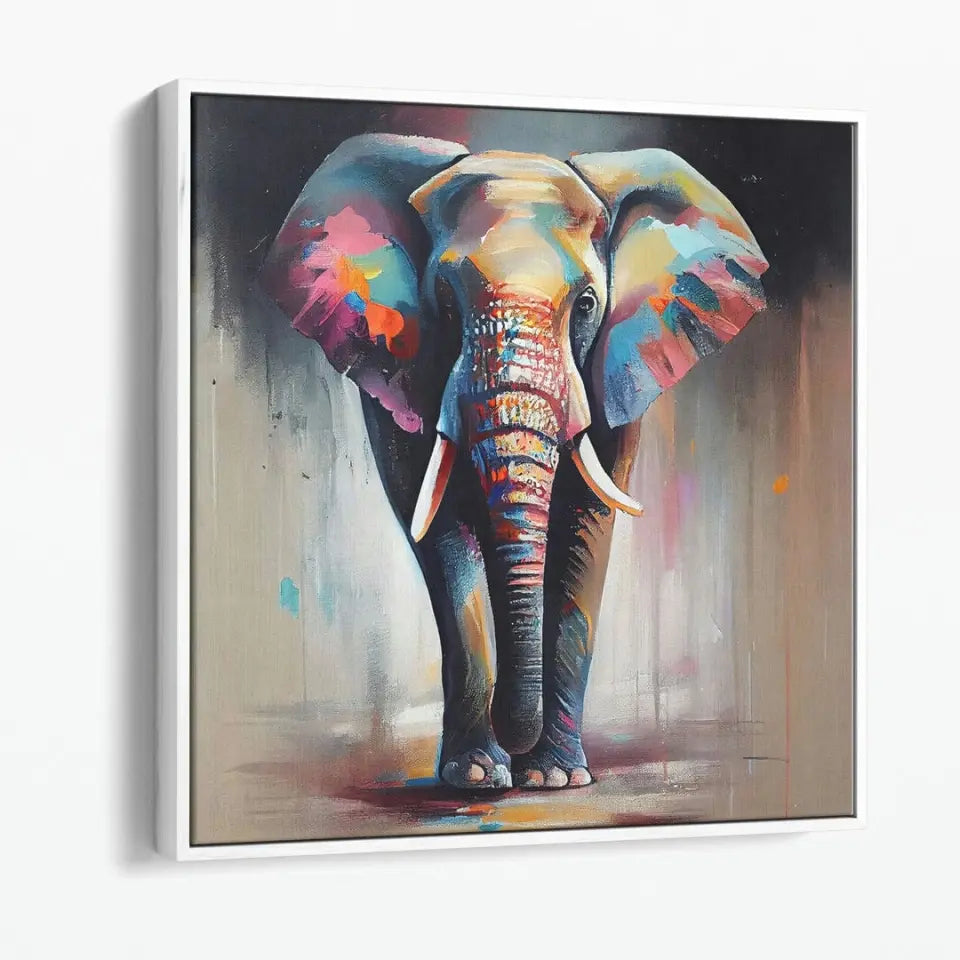 Abstract Multicolored Elephant-A vibrant oil painting