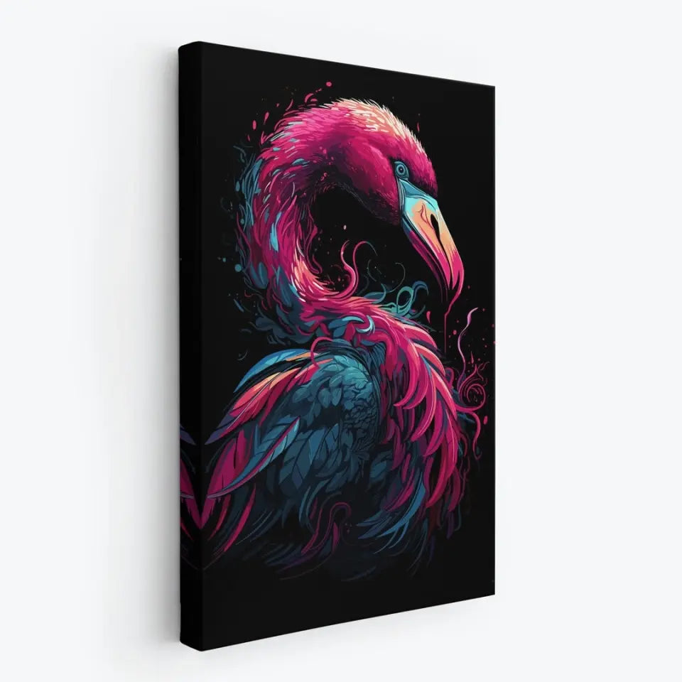 A colorful flamingo in retro style