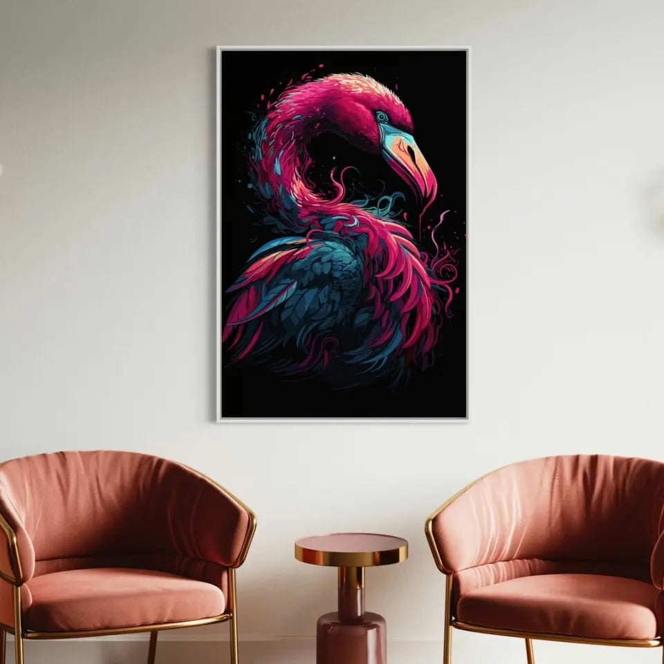 A colorful flamingo in retro style