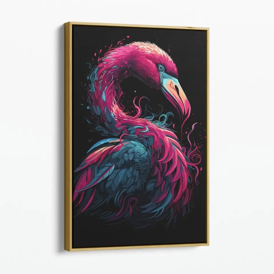 A colorful flamingo in retro style